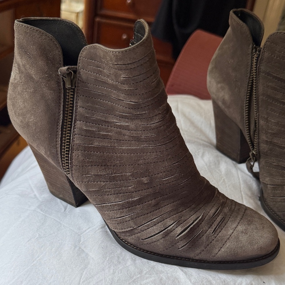 Paul Green Brown Gray Suede Ankle Booties